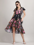 Gorgeous high low pure organic short sleeve summer dress