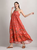 Lovely orange print 100% organic cotton summer dress